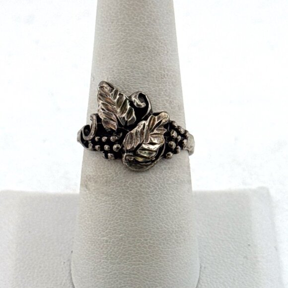 Estate Sterling Silver 925 Ring Size 7.5 – Leaf & Vine Nature Motif Vintage 3.7g - Picture 1 of 8